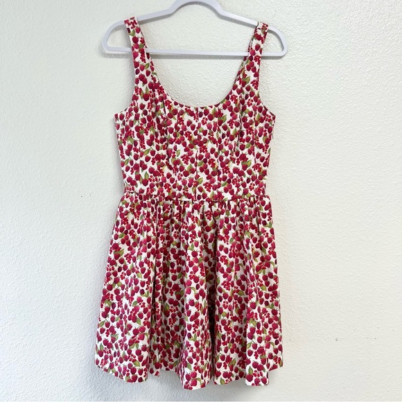 J. Crew Fit-and-flare mini dress in raspberry print Red White Size 8 NWT Fruit - Picture 7 of 16